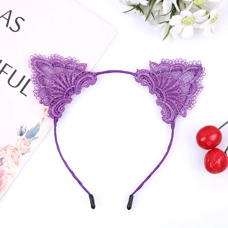 Pink Lace Cat Ear Hair Hoop for Women — feature 11