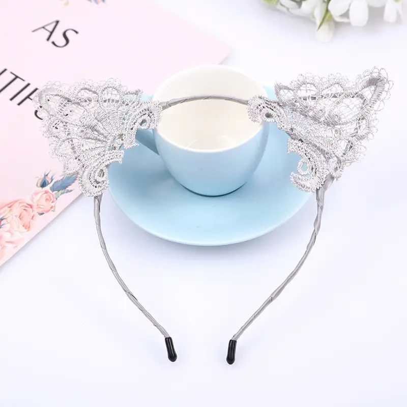 Pink Lace Cat Ear Hair Hoop for Women — feature 15