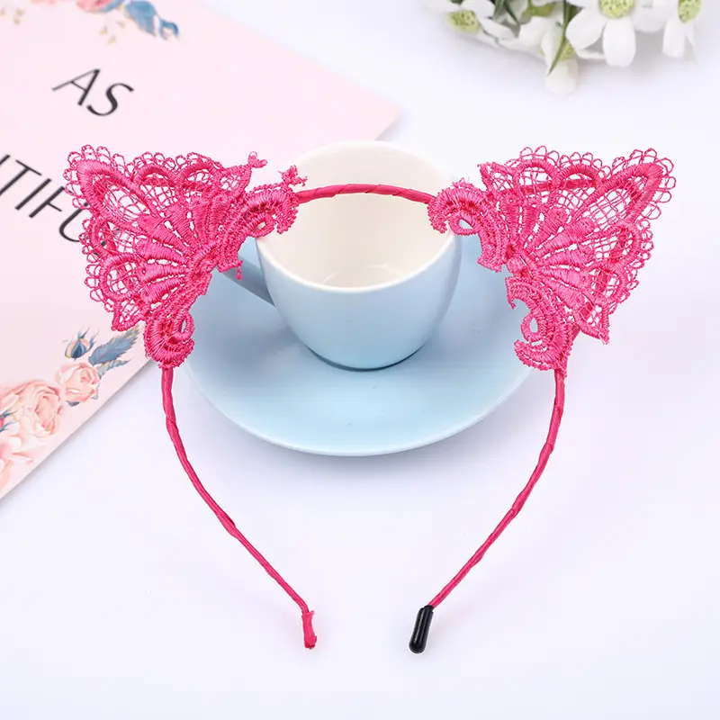 Pink Lace Cat Ear Hair Hoop for Women — feature 5