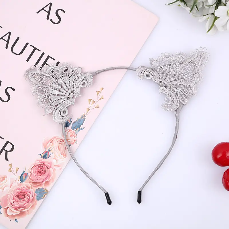 Pink Lace Cat Ear Hair Hoop for Women — feature 6