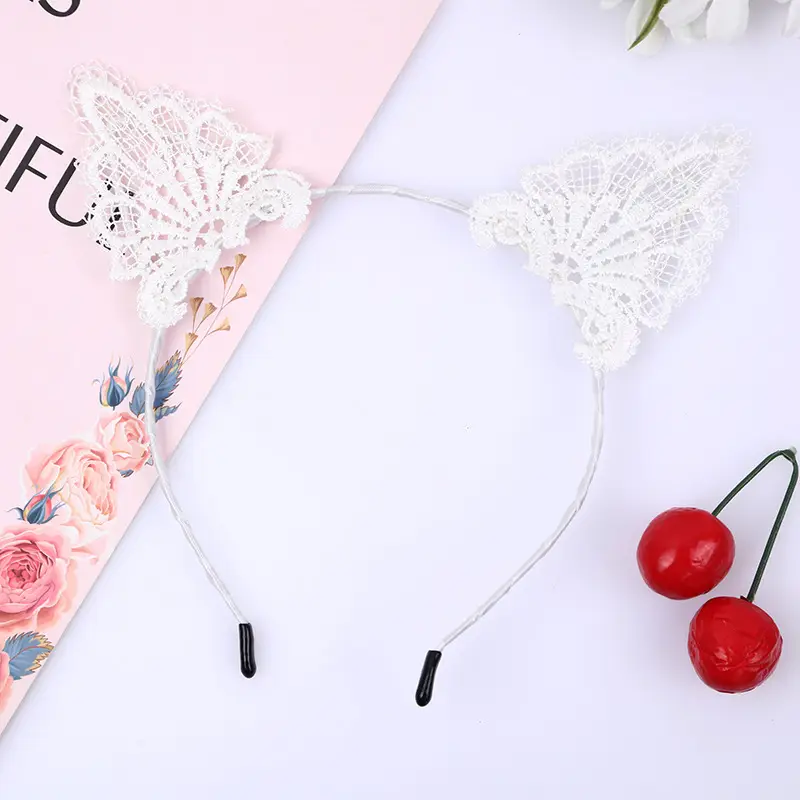 Pink Lace Cat Ear Hair Hoop for Women — feature 8