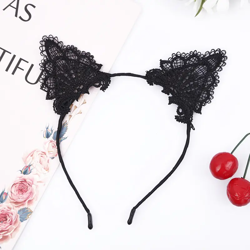 Pink Lace Cat Ear Hair Hoop for Women - Image 4