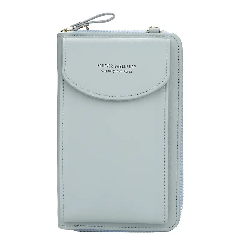 Light Blue Crossbody Wallet for Women with Zip Closure - Image 5