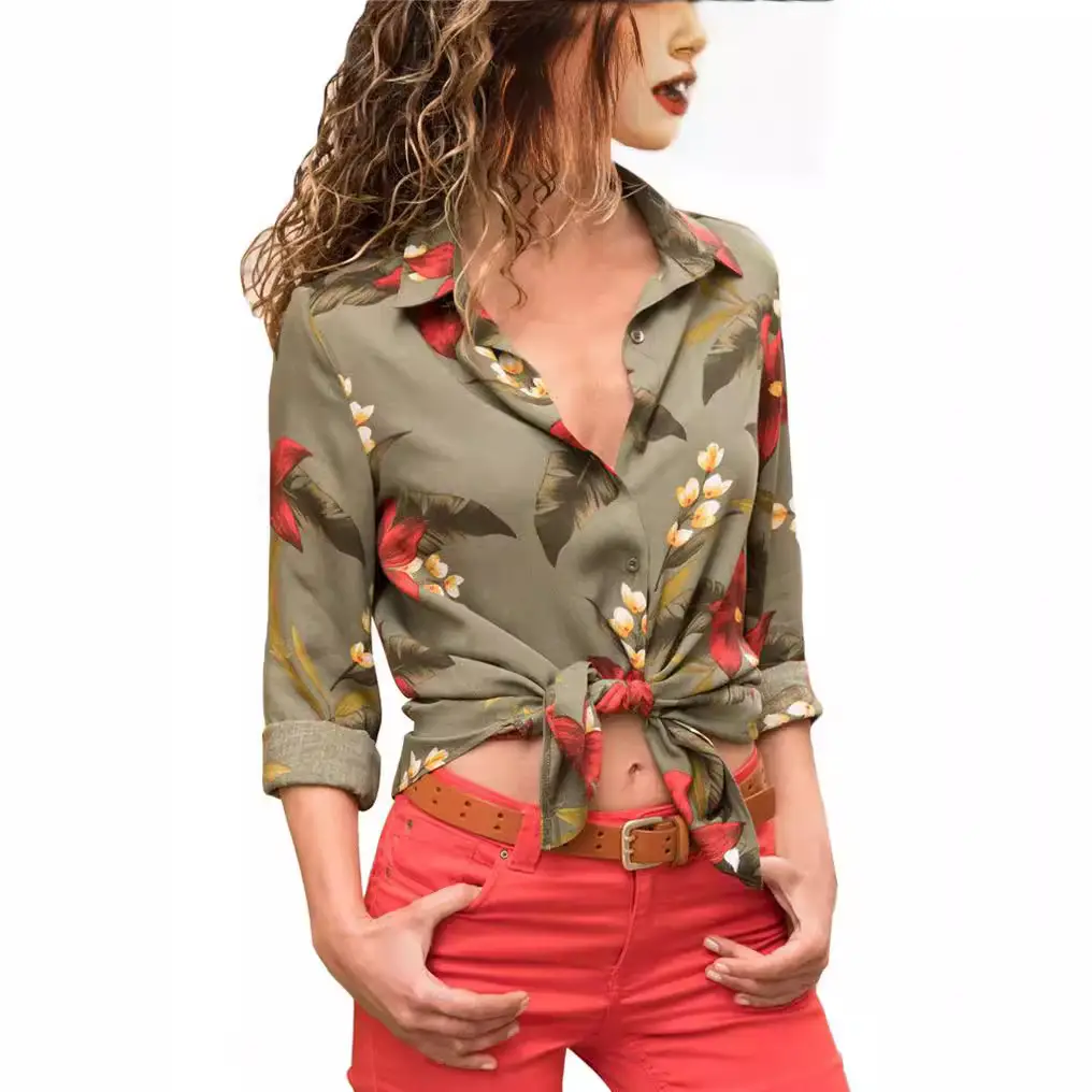 Women's 2022 Floral Stripe Slim Fit Shirt - Image 9