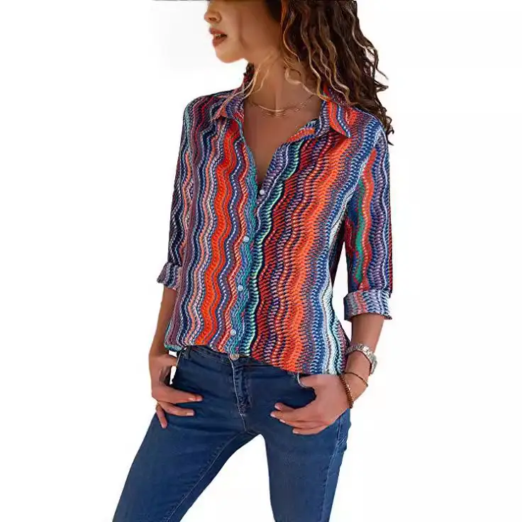 Women's 2022 Floral Stripe Slim Fit Shirt - Image 11