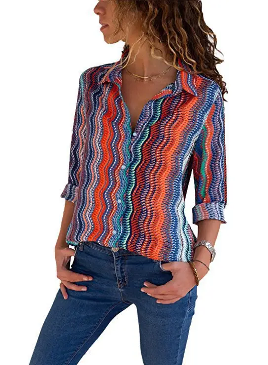 Women's 2022 Floral Stripe Slim Fit Shirt - Image 3