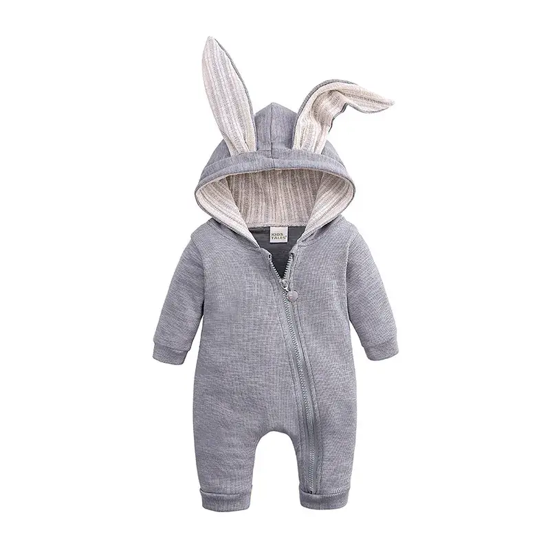 Baby Rabbit Ears Hoodie Suit Grey 0-2Y - Image 2