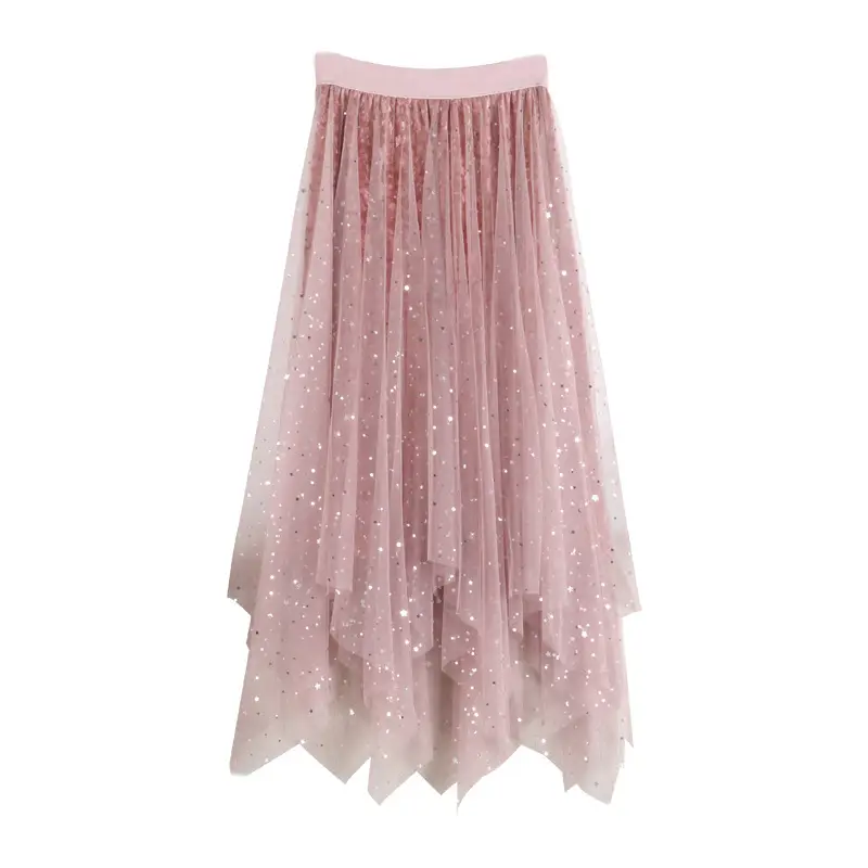 2018 Star Sequins Velvet Mid-Length Skirt - Image 12