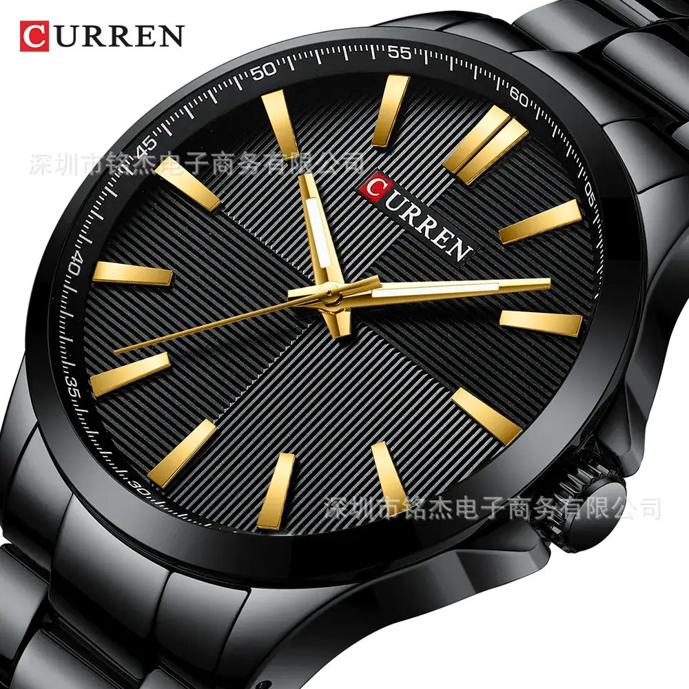 Men's Steel Belt Watch Black Dial Quartz Waterproof - Image 8