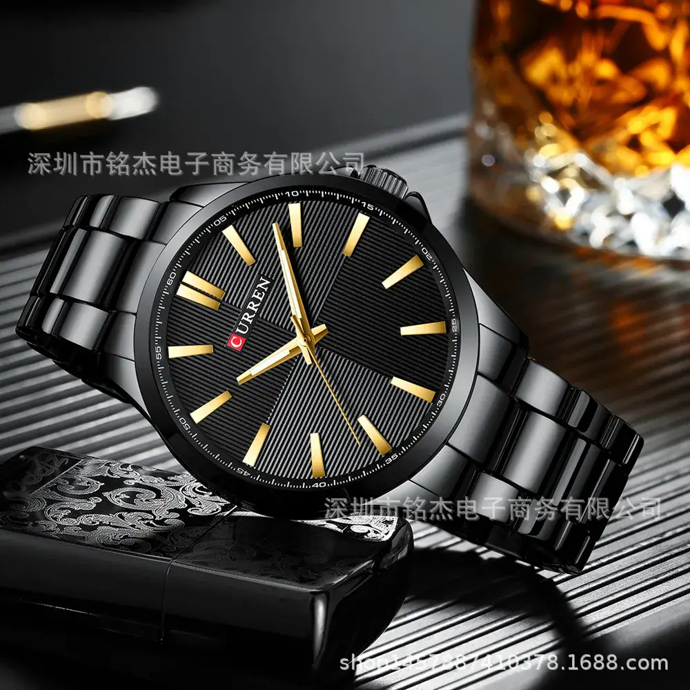 Men's Steel Belt Watch Black Dial Quartz Waterproof - Image 10