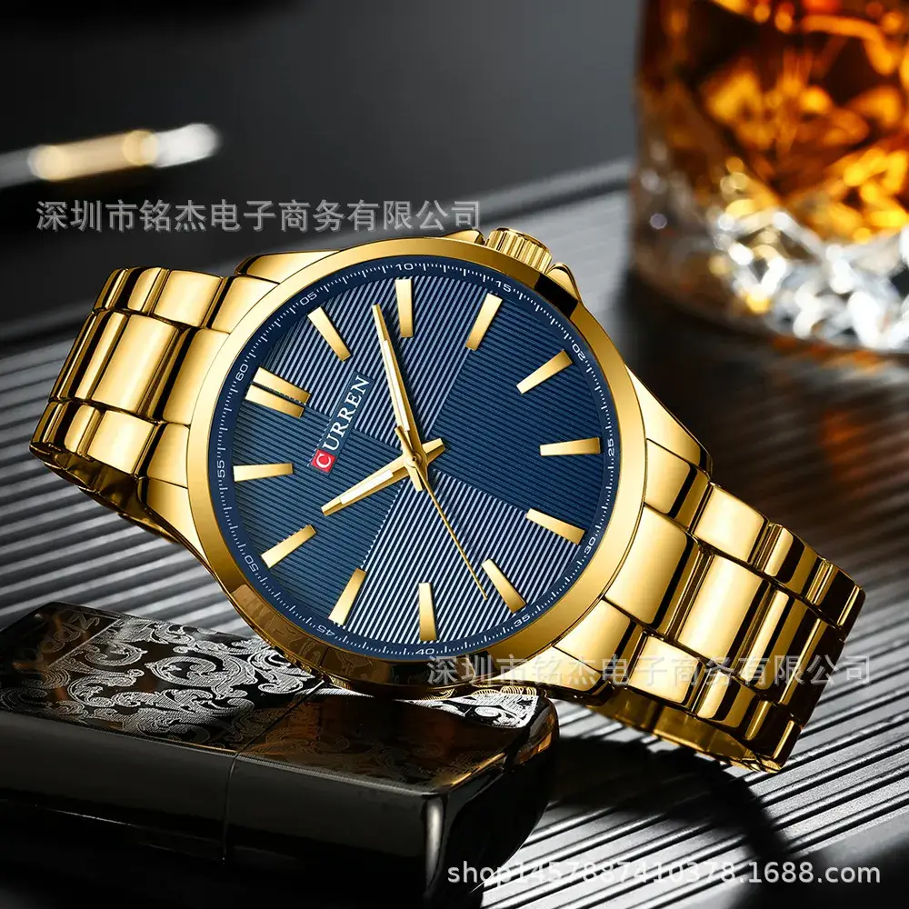 Men's Steel Belt Watch Black Dial Quartz Waterproof - Image 11