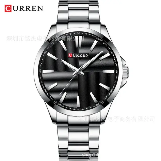 Men's Steel Belt Watch Black Dial Quartz Waterproof - Image 2