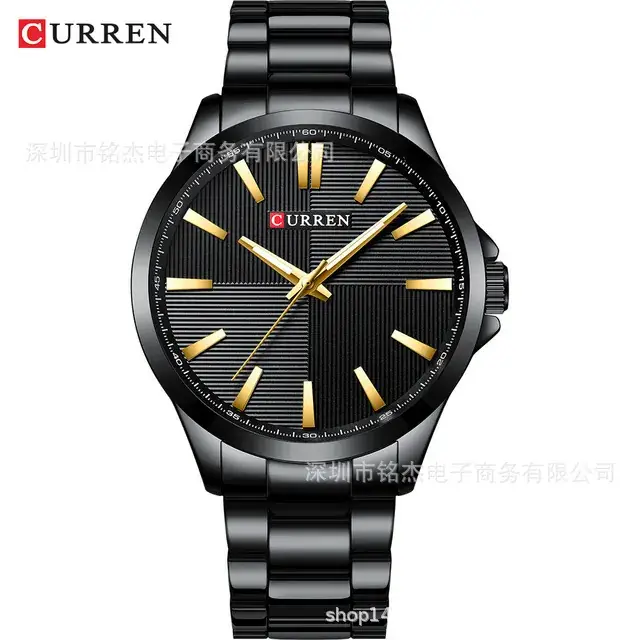 Men's Steel Belt Watch Black Dial Quartz Waterproof - Image 3