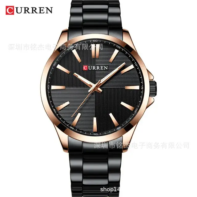 Men's Steel Belt Watch Black Dial Quartz Waterproof - Image 6