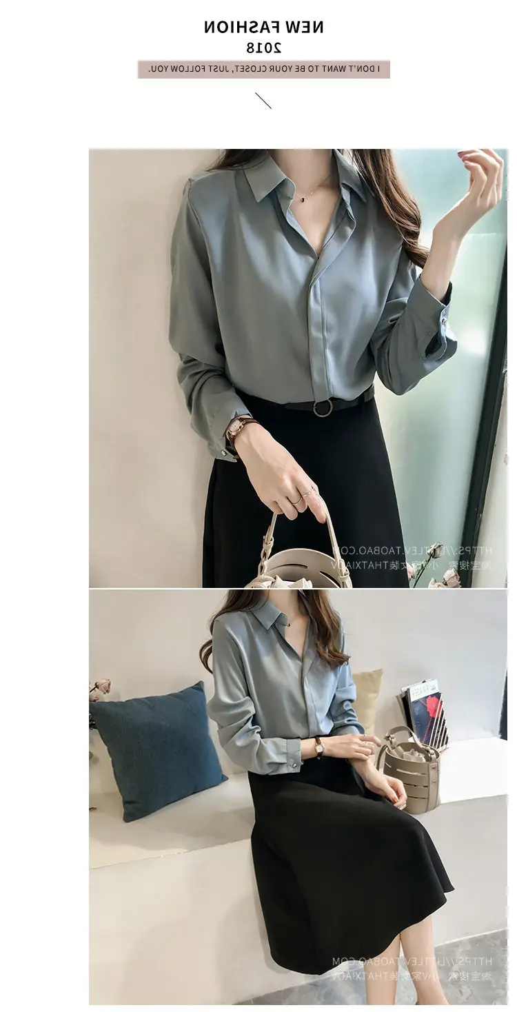 2025 Korean Style Long Sleeve Pure Color Shirt — feature 13