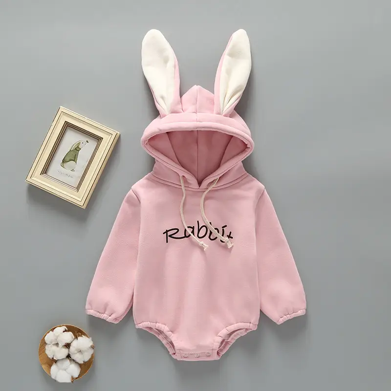 Pink Fleece Hoodie with Rabbit Ears for Baby Newborn - Image 4