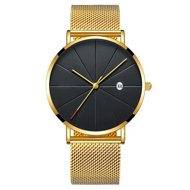 Men's Black Mesh Watch Quartz Waterproof Simple Concept - Image 15