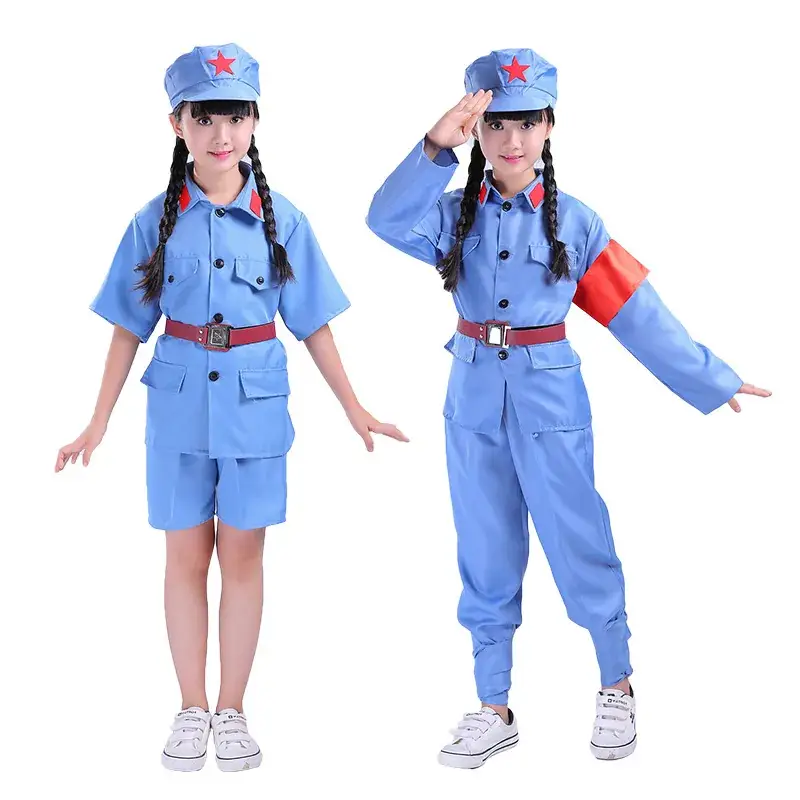 Children Red Army Military Blue Pants Set - Image 4