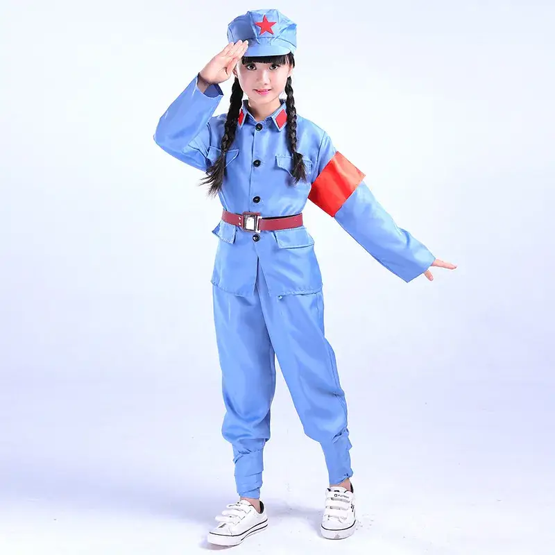 Children Red Army Military Blue Pants Set - Image 5