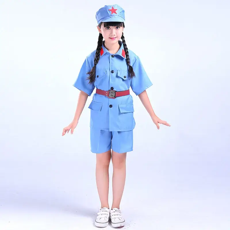 Children Red Army Military Blue Pants Set - Image 2