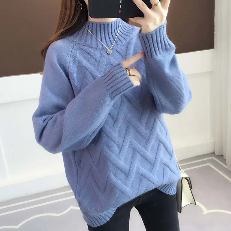 Women Yellow Knit Half Turtleneck Pullover 2025 - Image 5