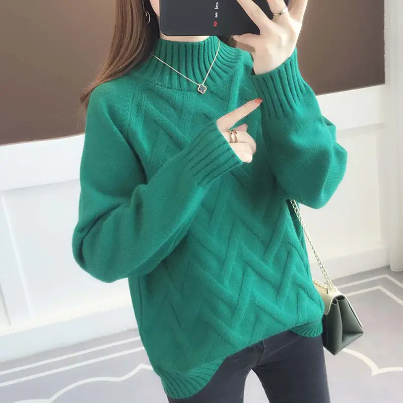 Women Yellow Knit Half Turtleneck Pullover 2025 - Image 4