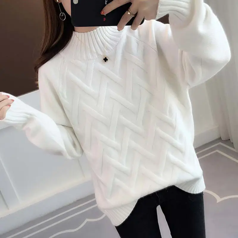 Women Yellow Knit Half Turtleneck Pullover 2025 - Image 6