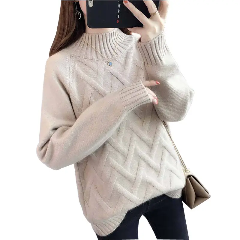 Women Yellow Knit Half Turtleneck Pullover 2025 - Image 9