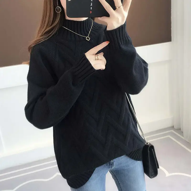 Women Yellow Knit Half Turtleneck Pullover 2025 - Image 3