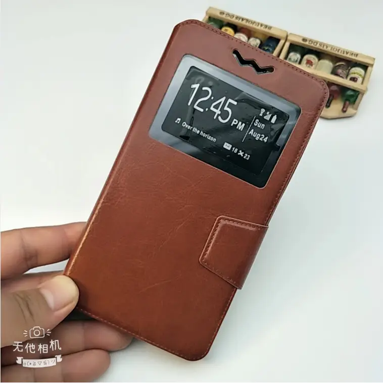 Universal Leather Phone Case with Touchscreen Display