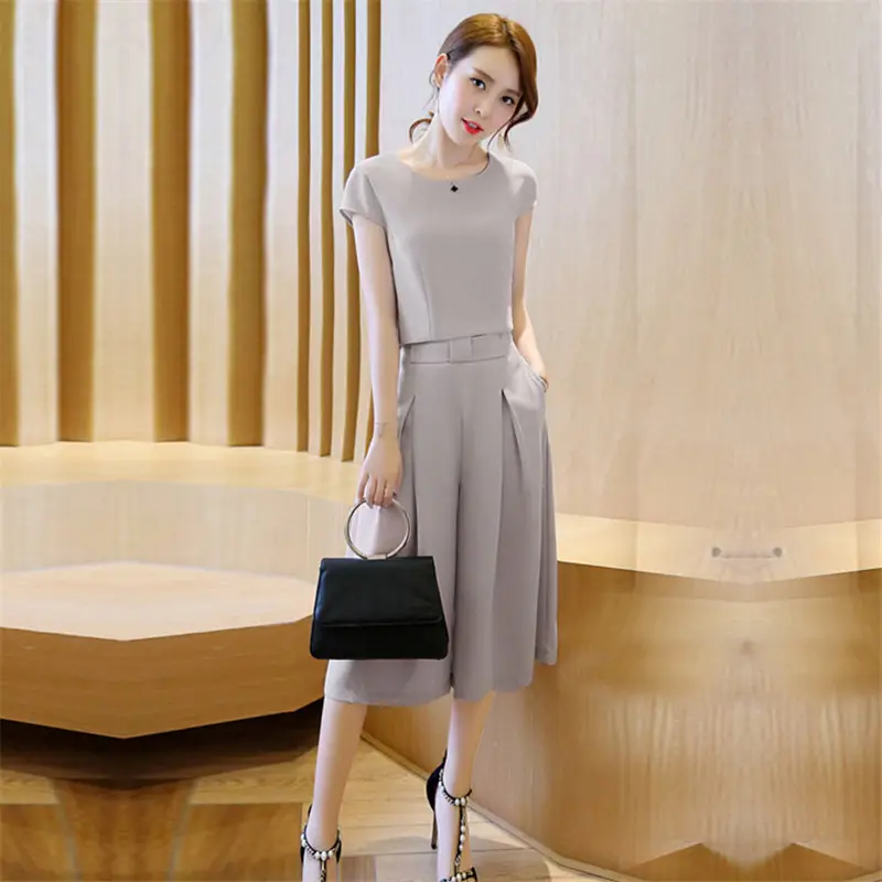 Women's Pink & Grey 2-Piece Loose Summer Outfit