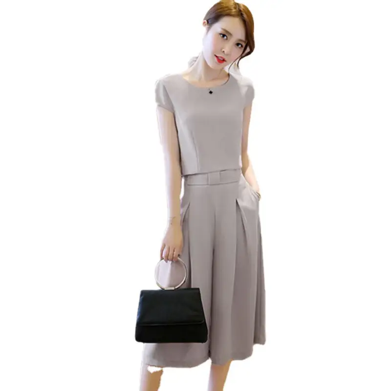 Women's Pink & Grey 2-Piece Loose Summer Outfit