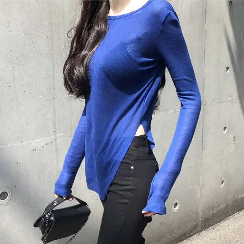 Women's Long Sleeve T-Shirt Olive Green with Transparent Lining - Image 9