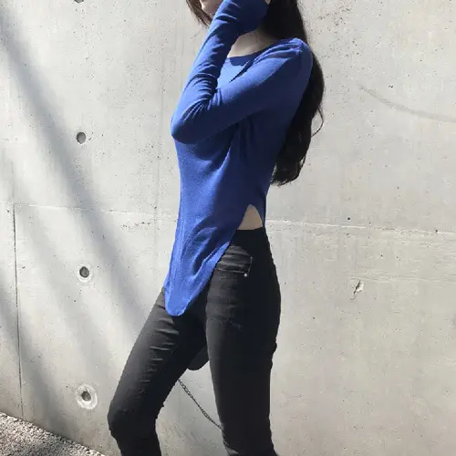 Women's Long Sleeve T-Shirt Olive Green with Transparent Lining - Image 11