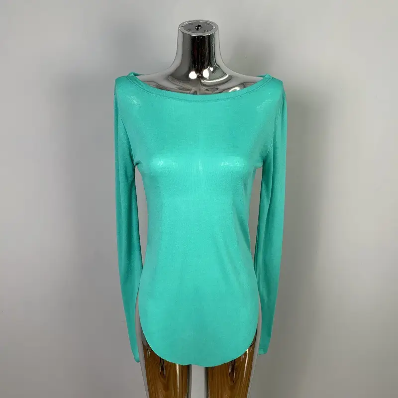 Women's Long Sleeve T-Shirt Olive Green with Transparent Lining - Image 5