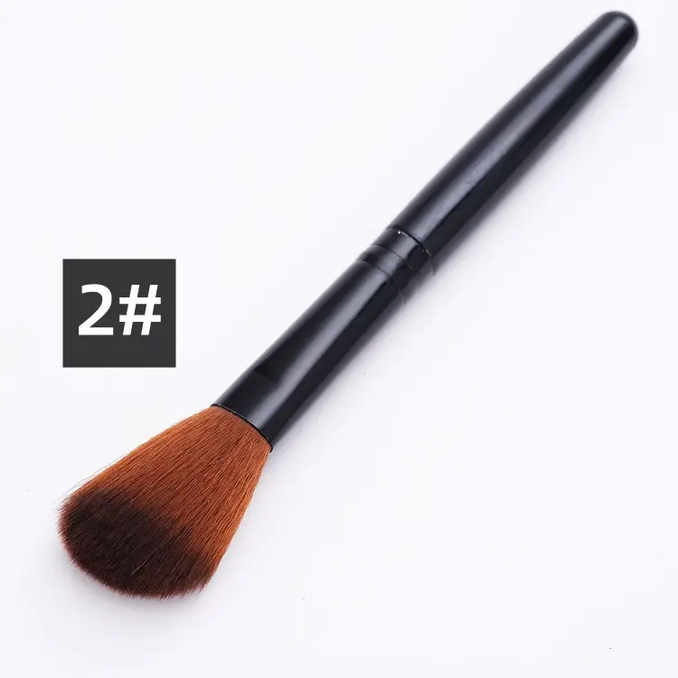 10-Piece Makeup Brush Set Black Brown Synthetic - Image 2