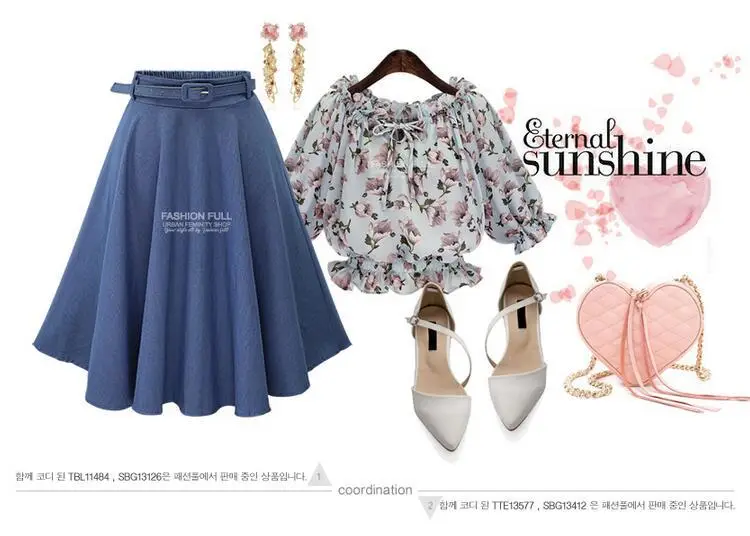 Denim Belted Skirt Blue Summer Wear — feature 3