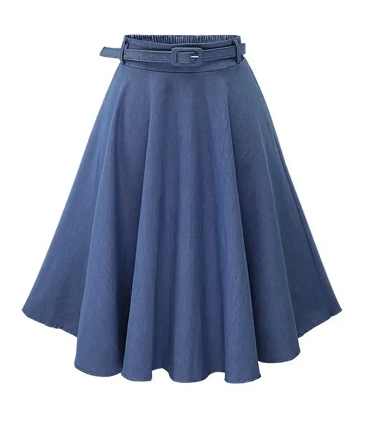 Denim Belted Skirt Blue Summer Wear — feature 6