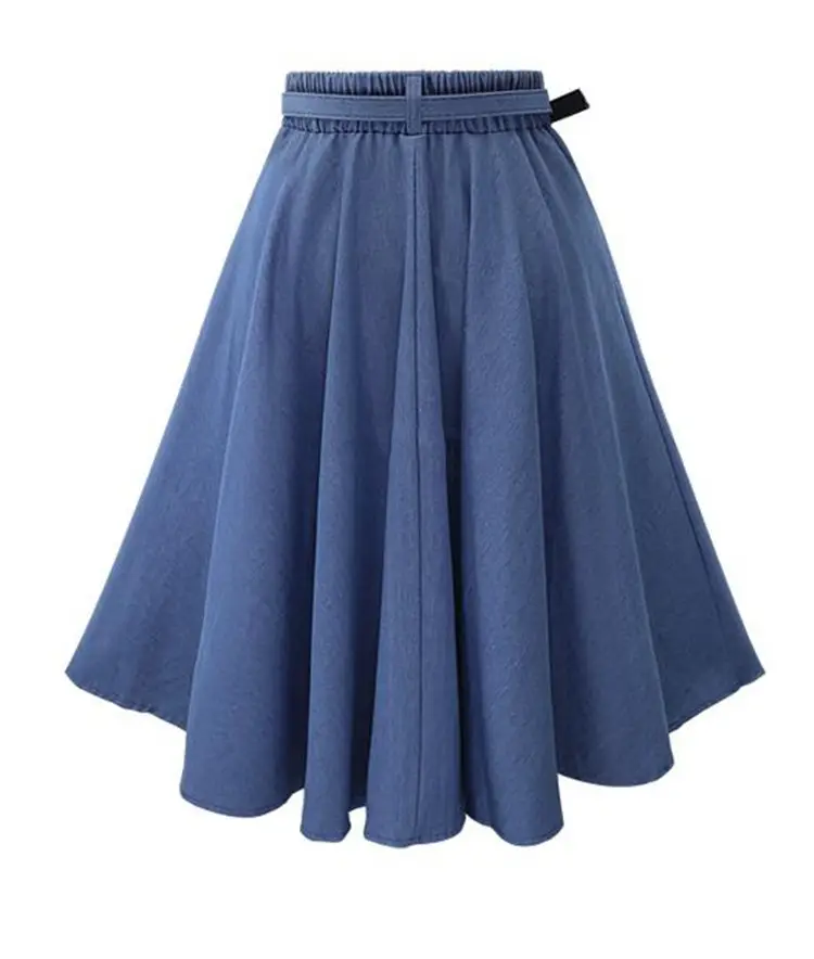 Denim Belted Skirt Blue Summer Wear — feature 7