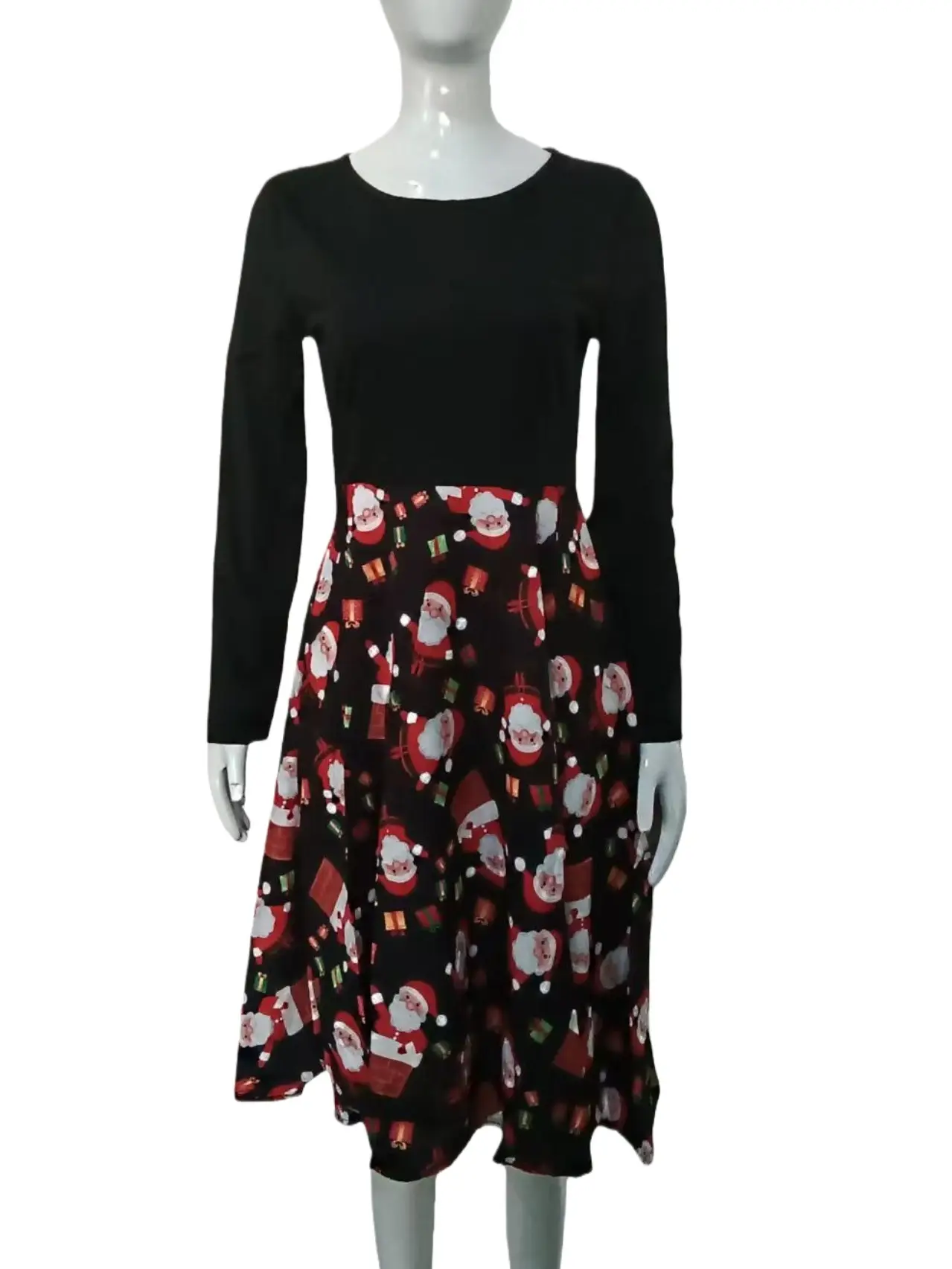Christmas Print Long Sleeve Skirt Dress Large — feature 15