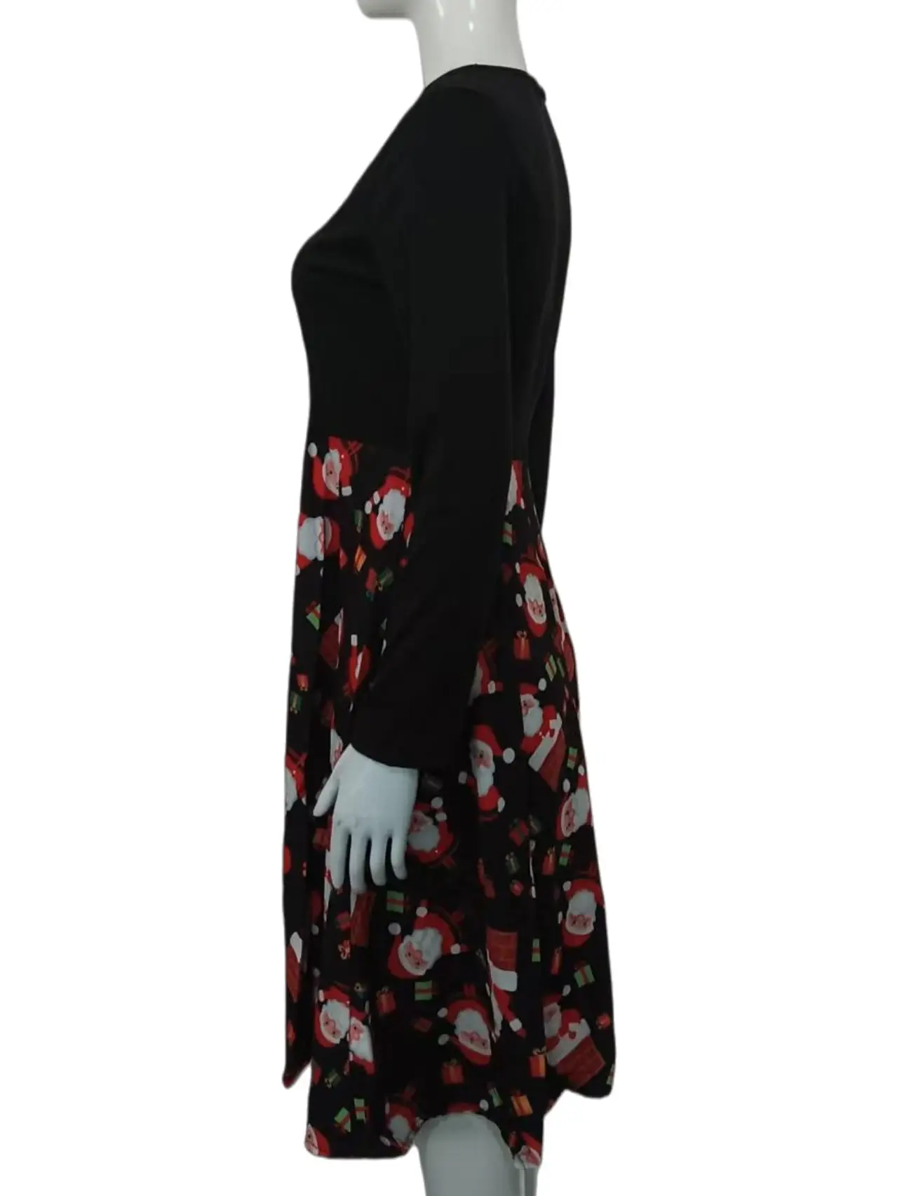 Christmas Print Long Sleeve Skirt Dress Large — feature 16