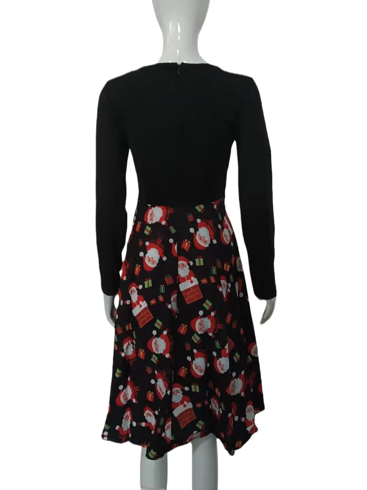 Christmas Print Long Sleeve Skirt Dress Large — feature 17