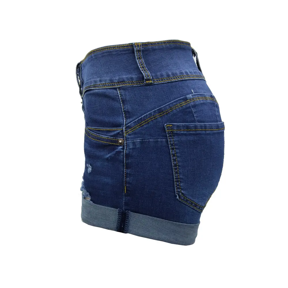 High-Waisted Denim Shorts for Women Light Blue Cuffed Hot Pants — feature 9