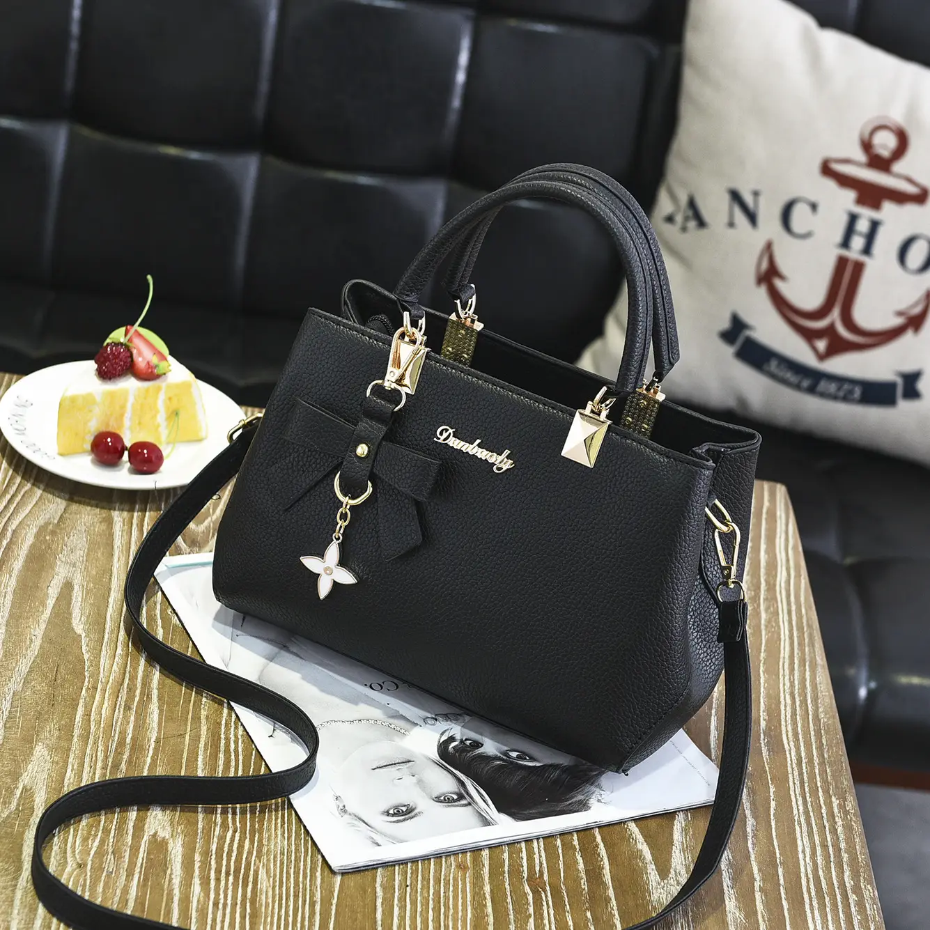 Light Blue PU Leather Shoulder Crossbody Bag for Women - Image 3
