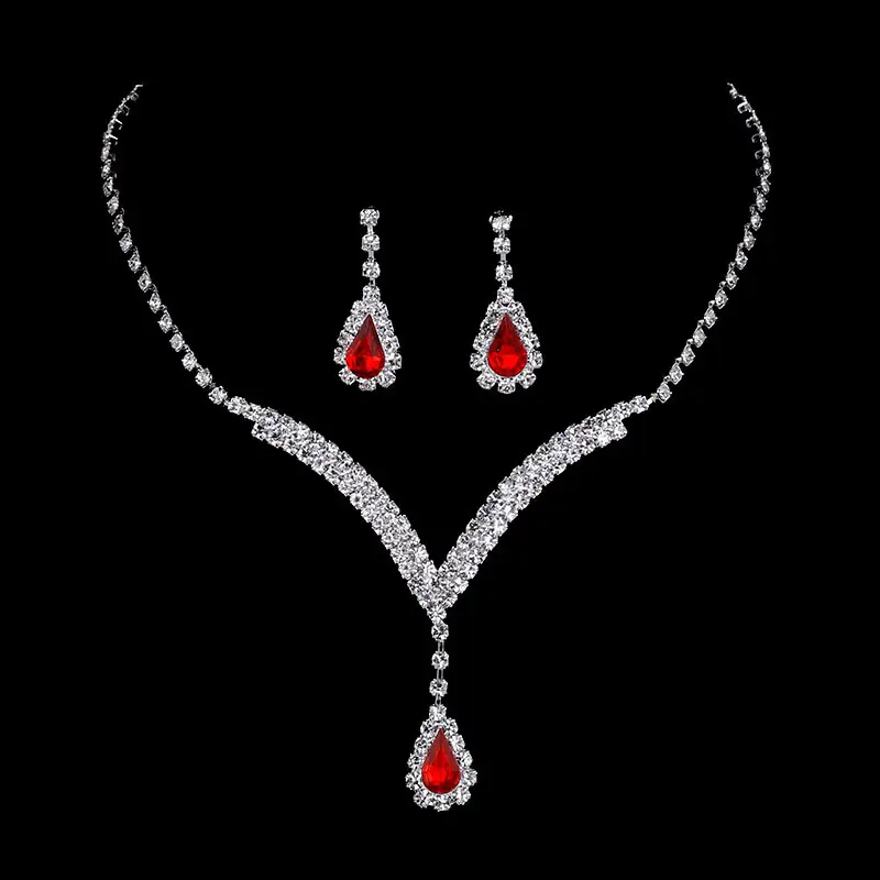 Foreign Trade Yiwu Wedding Jewelry Diamond Necklace Earrings Set - Image 3