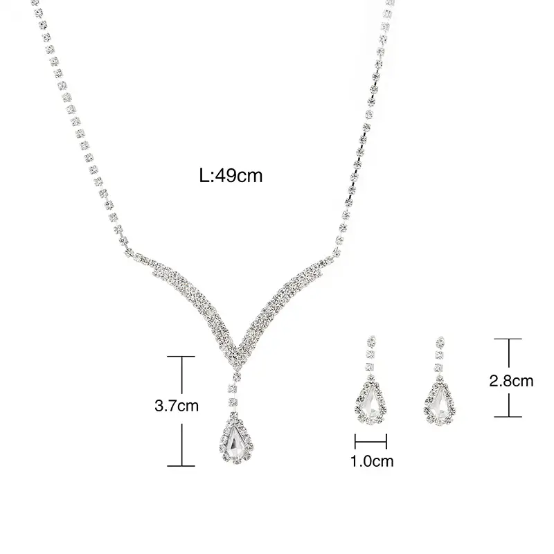 Foreign Trade Yiwu Wedding Jewelry Diamond Necklace Earrings Set - Image 7