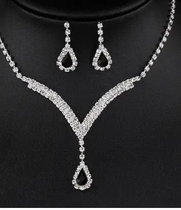 Foreign Trade Yiwu Wedding Jewelry Diamond Necklace Earrings Set - Image 4