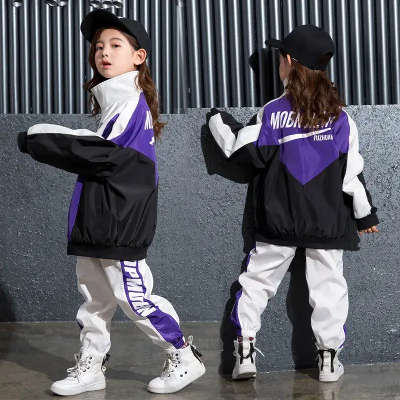 Children Hip Hop Dance Suit Black Purple White Kids - Image 7