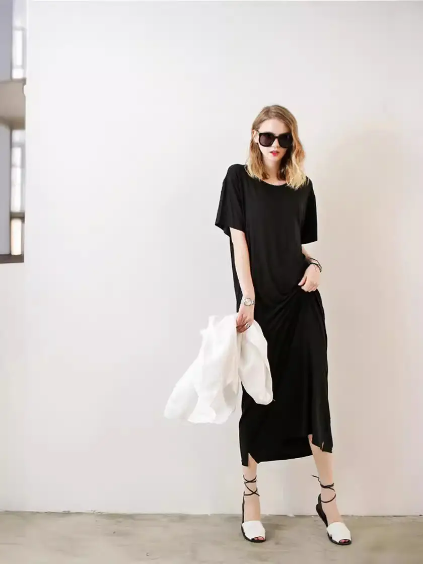 Women Black 360kg Summer Dress Large