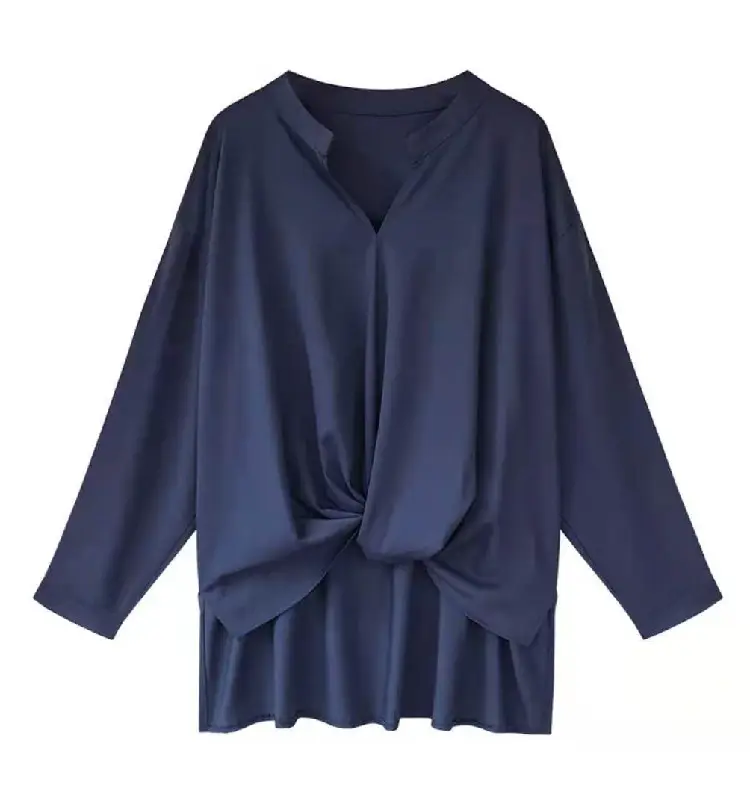 Women's White Chiffon Long Sleeve Shirt with Belt - Image 8